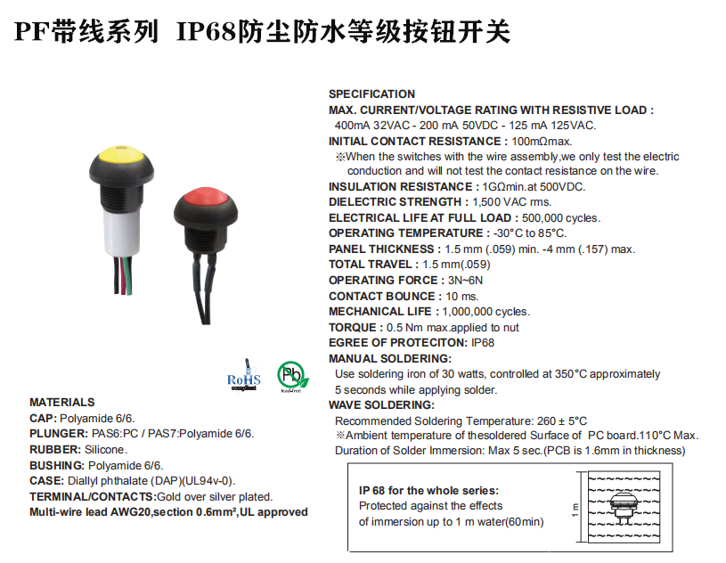 IP67防尘防水开关
